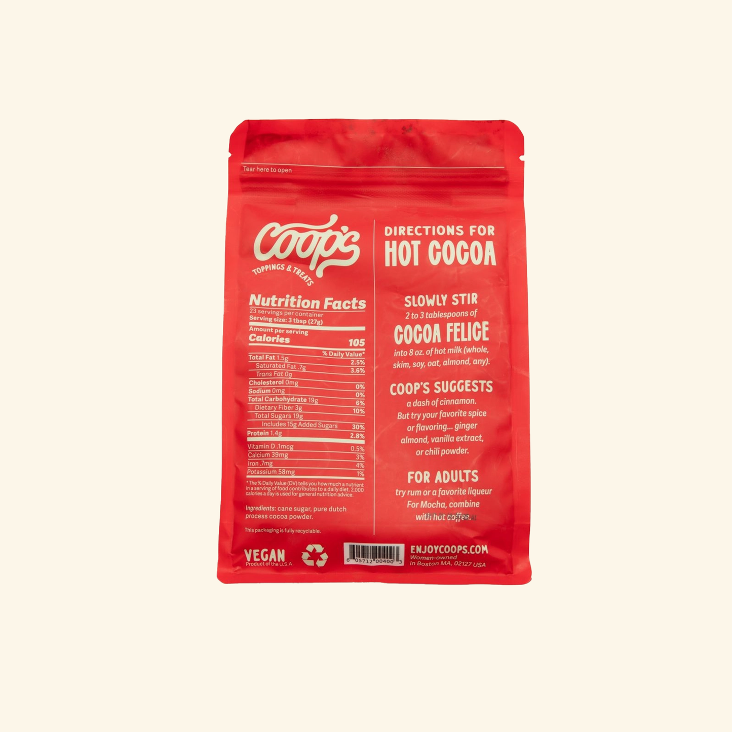 Coops의 핸드메이드 올 내추럴 핫 초콜릿 믹스