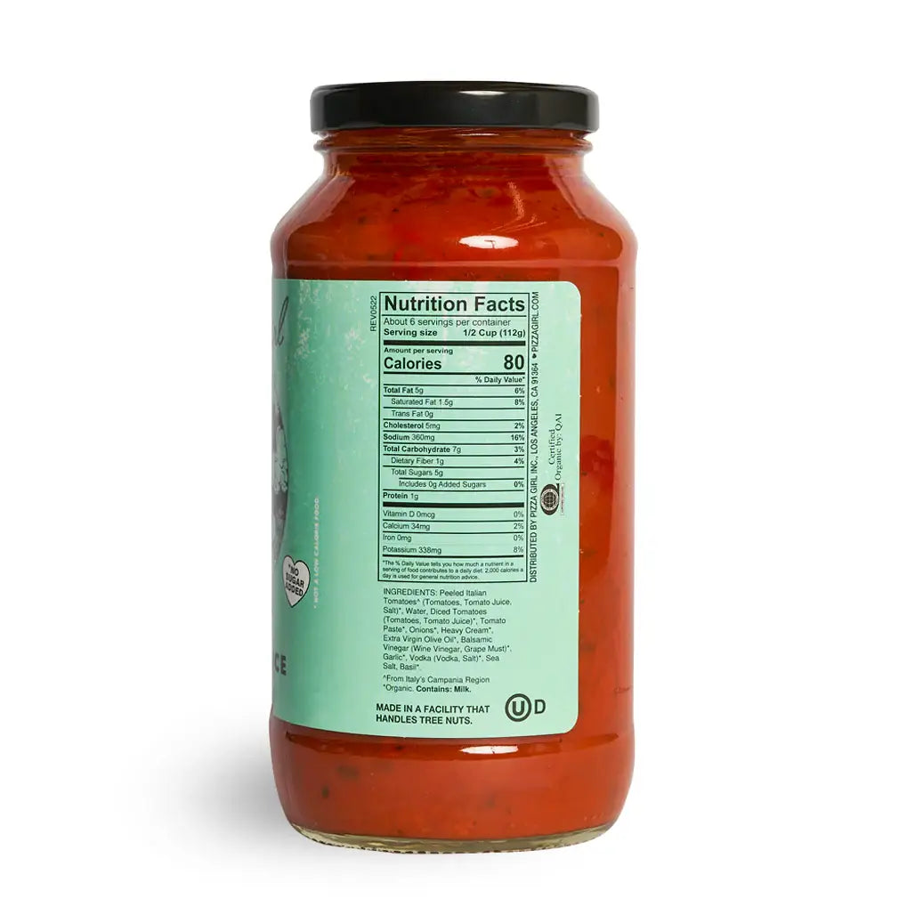 Organic Creamy Vodka Sauce